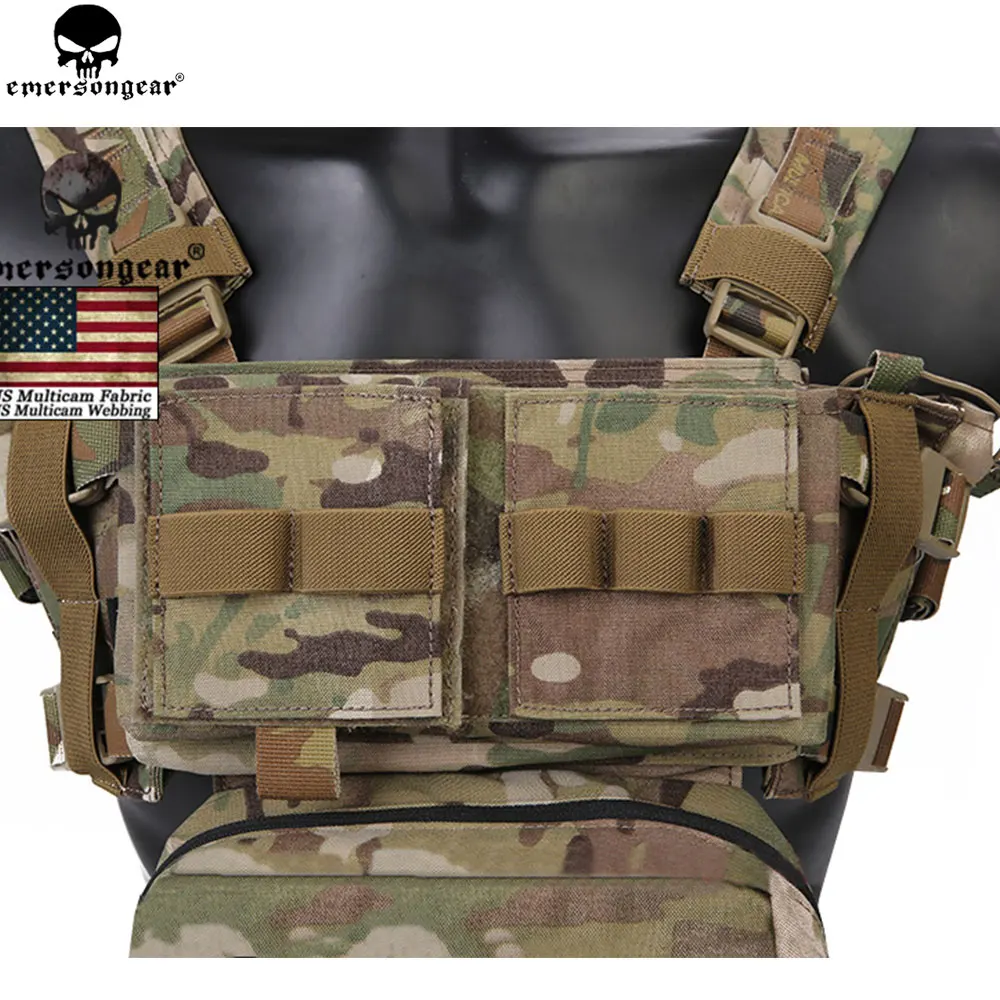 EMERSONGEAR Tactical Chest Rig Micro Fight Chissis MK3 Chest Rig Airsoft Hunting Combat Vest with 5.56 Mag Pouch Multicam