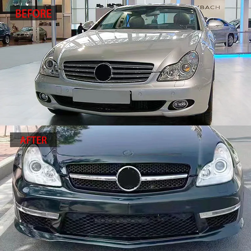 

Глянцевые черные решетки радиатора AMG для Mercedes Benz CLS W219, 2005-2008 гг., гоночные решетки, бамперы, комплект кузова, глянцевый черный