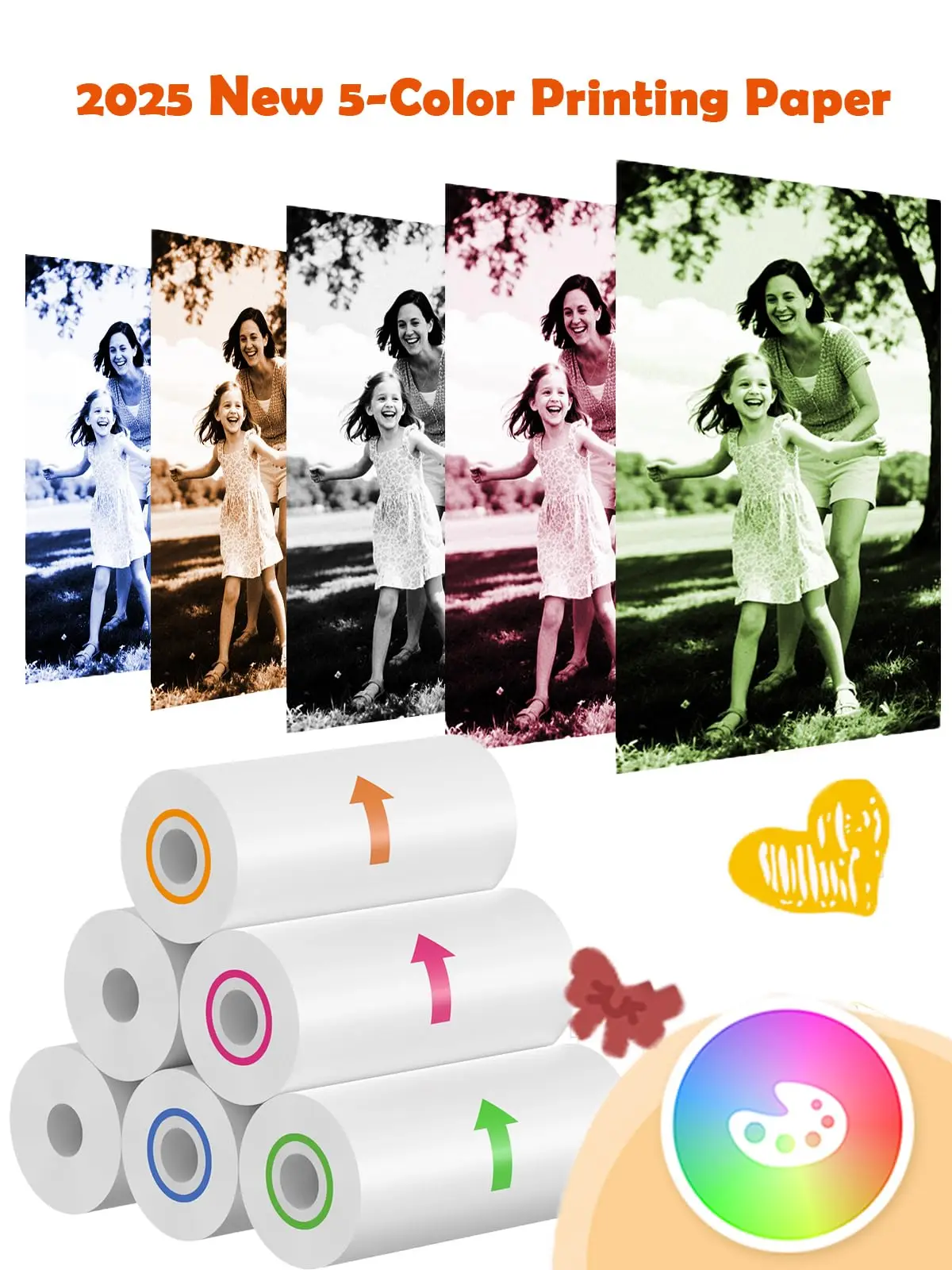 Color Instant Print Paper 57*25mm Blue/Orange/Red/Green Thermal Refill Paper for Kids’ Cameras HD Quality,BPA-Free,Easy to Use