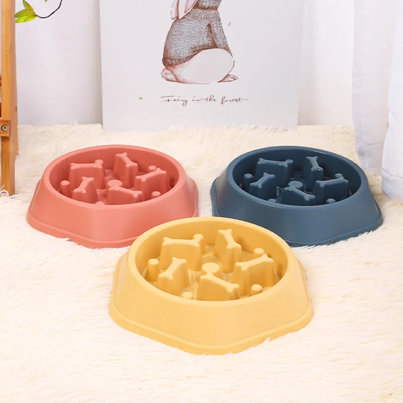 

Pet Cat Dog Slow Food Bowl Fat Help Healthy Round Anti-Choking Thickened and Non-Slip Multiple Colors Shapes
