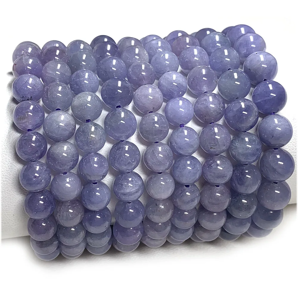 

Veemake Natural Genuine Purple Blue Tanzanite Bracelet Round Loose Beads 07875