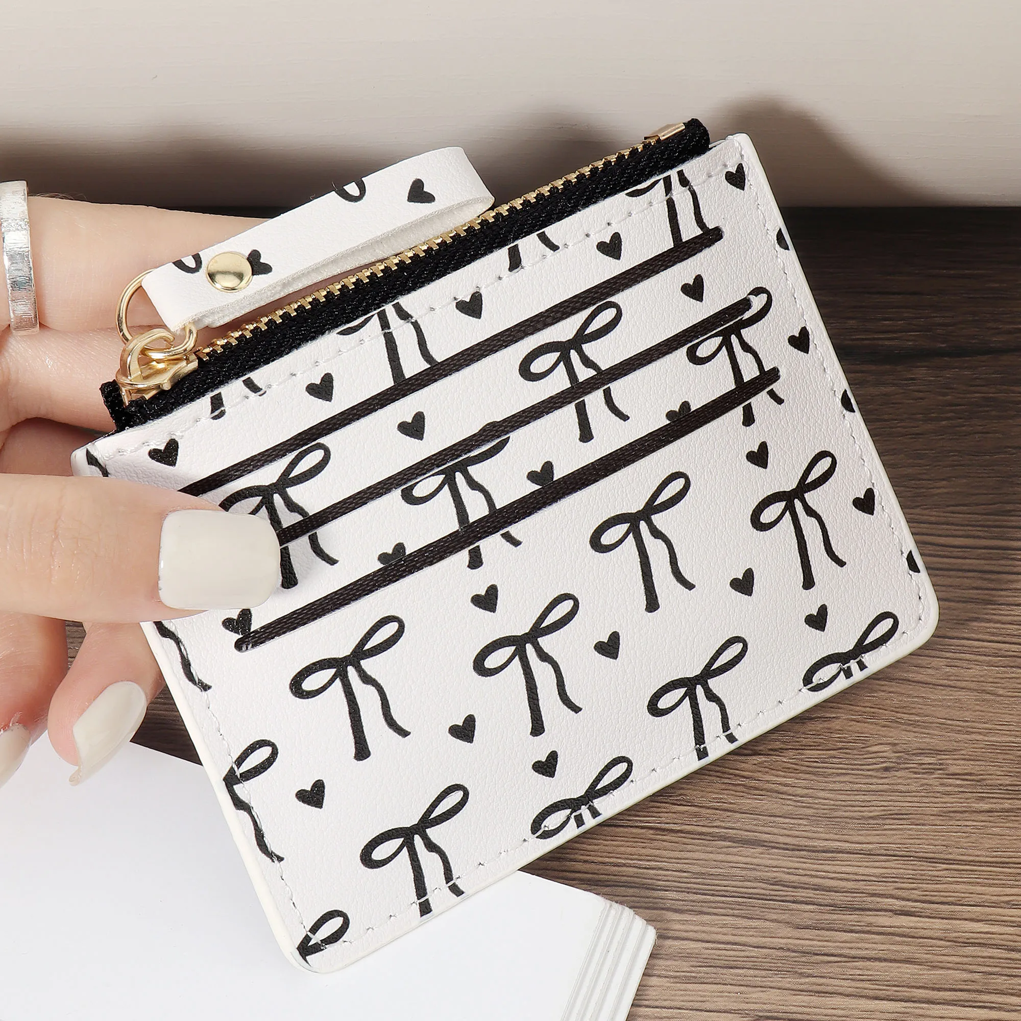 Slim and Stylish Card Clip Wallet with Zippered Coin Pocket