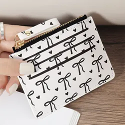 Slim and Stylish Card Clip Wallet with Zippered Coin Pocket (BLACK AND WHITE)