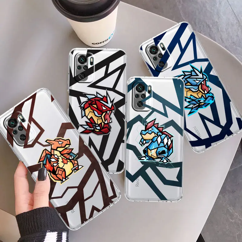 Custodia Morbida Trasparente Per Xiaomi Redmi Note 13 12 11 Pro 9S 12C 11S 9 K40 9A 10 9 Custodie Per Telefono Cover Posteriore P-Pokmon Charizard Bla