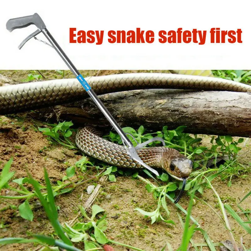 75cm Foldable Snake Tongs Stick Reptile Catcher Grabber Folding Wide Jaw Snake Pliers Stainless Steel Control Tool