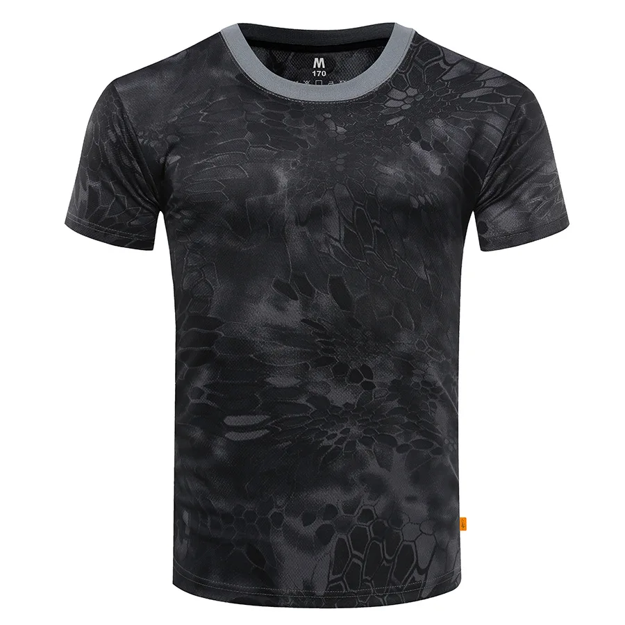 Men's Camouflage Tactical Shirt Short Sleeve Quick Dry Combat T-Shirt Military Army T Shirt Camo Outdoor Hiking Hunting Shirts