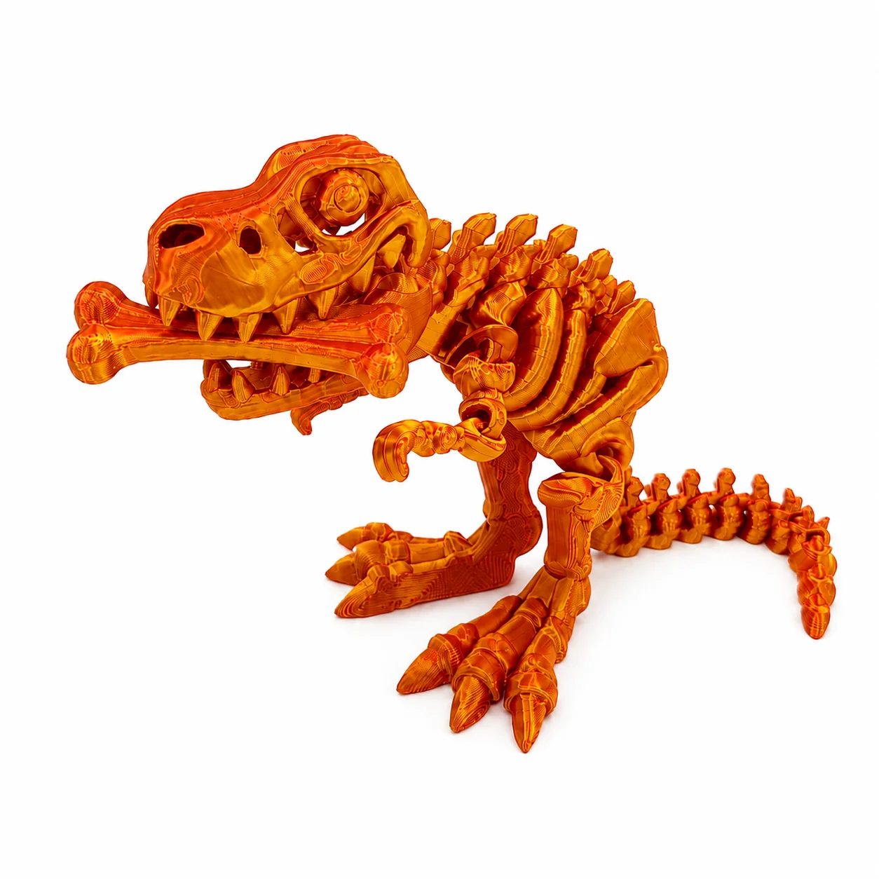 Articulated T-Rex Skeleton Dinosaur Toy with Bone Accessories, Multi-Color Gradient, Festive Gift Edition
