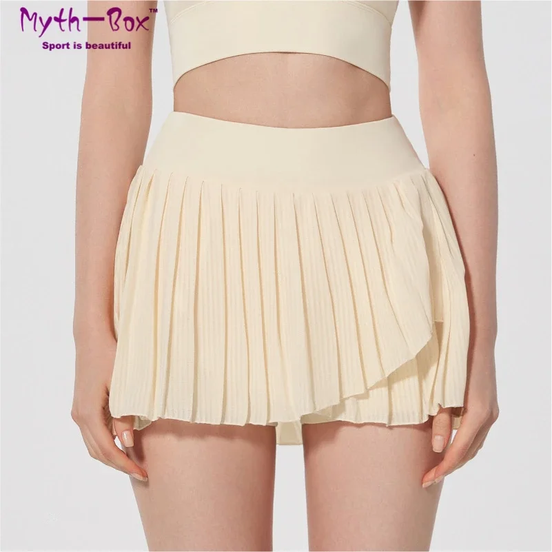 Women Pleated Tennis Skirts Quick Dry Sport Skorts Fake Two Piece Badminton Shorts Gym Fitness Running Short Skirt With Pocket