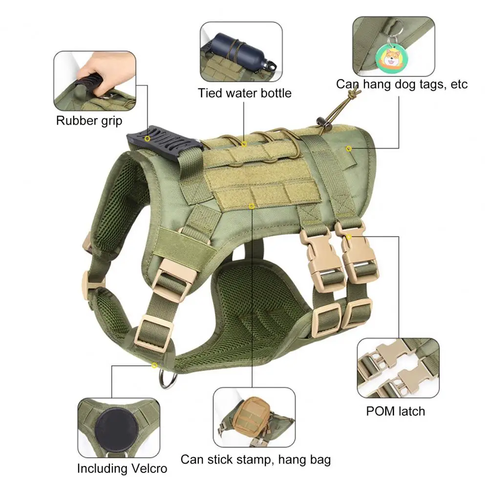 

Dog Clothes Service Vest Harness K9 Military Molle Outdoor Training Hunting Wear Resisting Pet Cloth