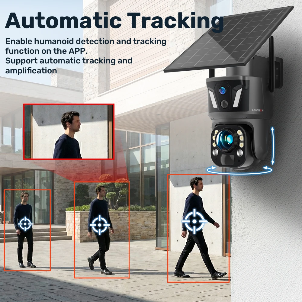 New UBOX 4K 8MP 99X Zoom 4G Outdoor Solar Surveillance Camera Dual Screens WiFi Security Camera PIR Detection Auto Tracking CCTV 5