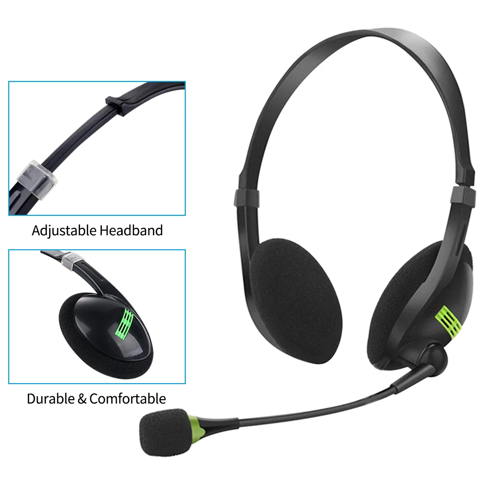 1pc 3.5mm Noise Cancelling Wired Headphones Microphone Universal USB Headset With Microphone For PC/Laptop/Computer