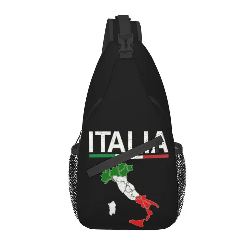 

Italy Flag Italian Map Sling Chest Bag Customized Patriotic Pride Shoulder Crossbody Backpack for Men Traveling Daypack