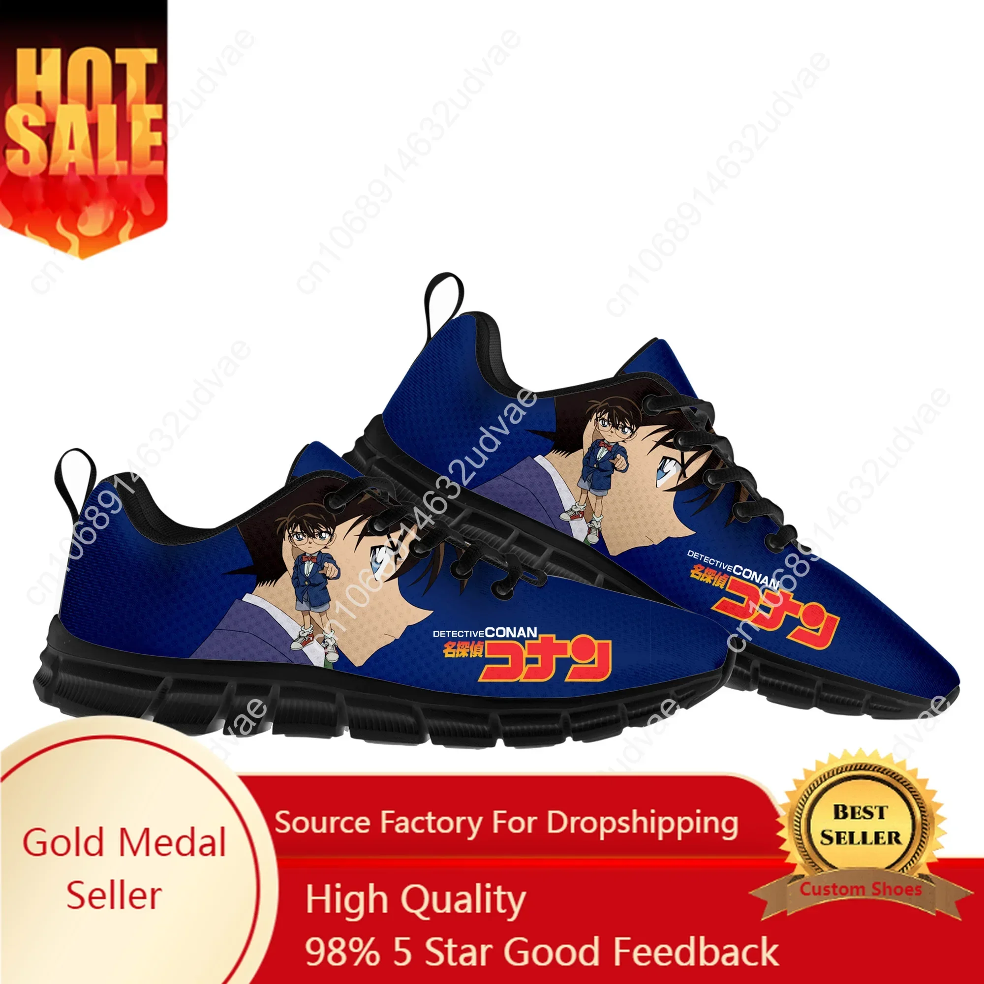 Detective Conan Cartoon Sports Shoes Mens Womens Teenager Kids Children Sneakers Custom High Quality Couple Black Casual Shoe