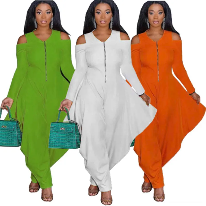 Fall Women Clothes Jumpsuit One Piece Outfit Elegant Hollow Out Long Sleeve Fashion Loose Wide Leg Romper Wholesale Dropshipping