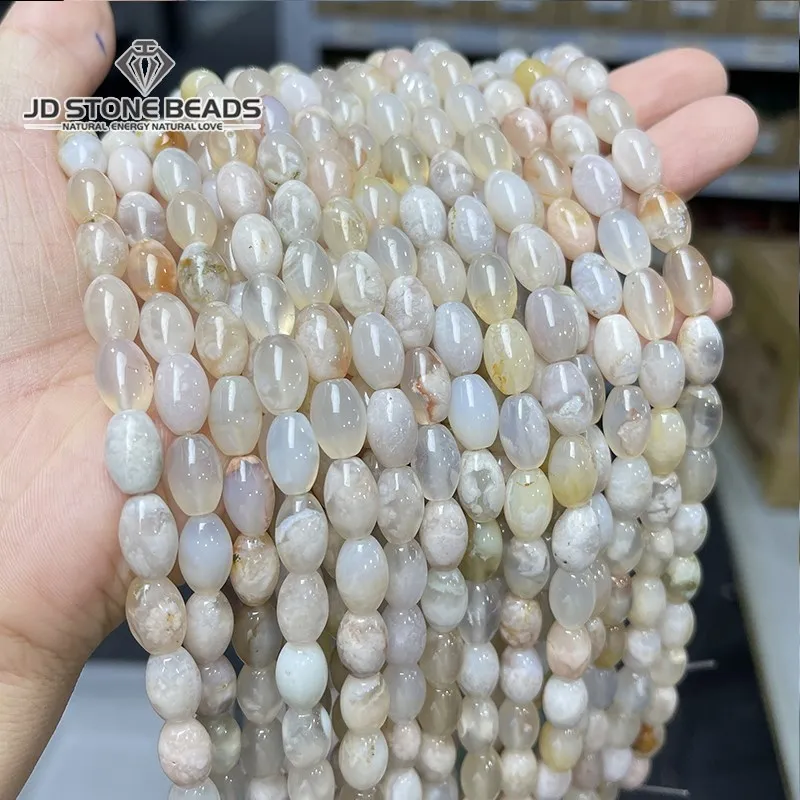 

8x12mm Natural Cherry Agate Rice Shape Beads Loose Spacer Sakura Blossom Bead For Jewelry Making Diy Bracelet Necklace Accessory