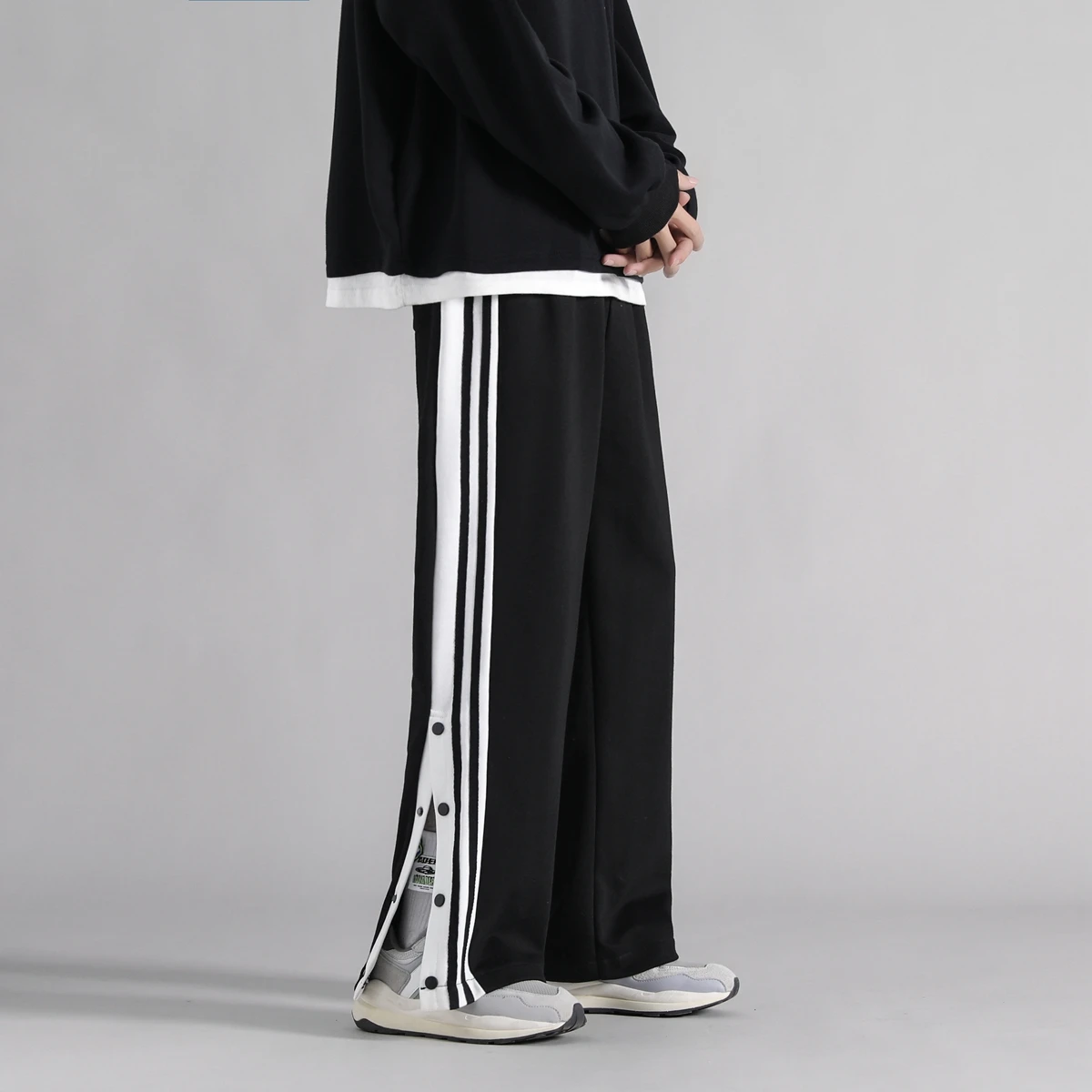 Spring and autumn breasted pants men's Korean version of the trend gray slacks straight-leg sweatpants wide ins trendy brand