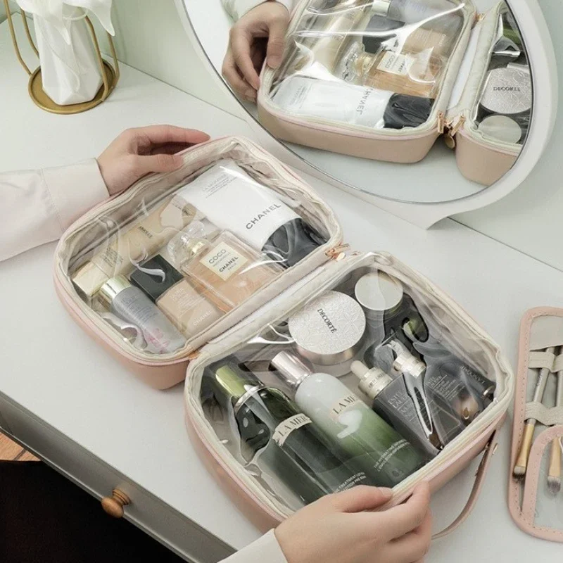 Borsa da Viaggio per Cosmetici da Donna, Grande Capacità, Organizer per Articoli da Toilette, Custodia Portatile per Trucchi, Pochette Impermeabile per Makeup - immagine 3