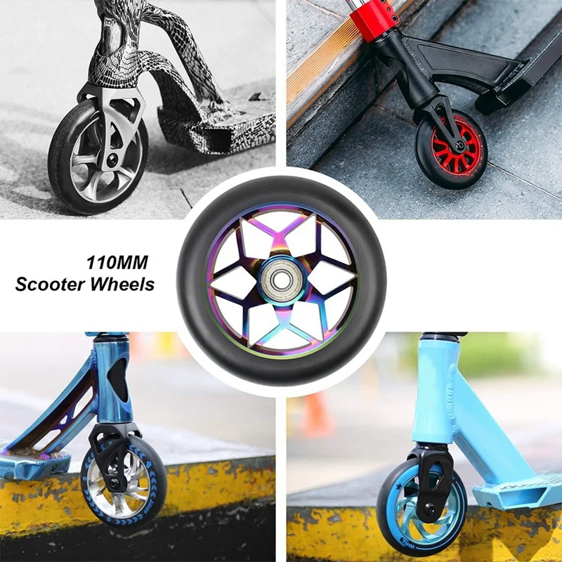 2 PièCes SéRies Scooter Accessoires 110Mm Roues de Scooter Roues ColoréEs PU Roues de Voiture Cascade ÉPaisses avec Roulements (Blanc 2 PièCes SéRies Scooter Accessoires 110Mm Roues de Scooter Roues ColoréEs PU Roues de Voiture Cascade ÉPaisses avec Roulements (Blanc
