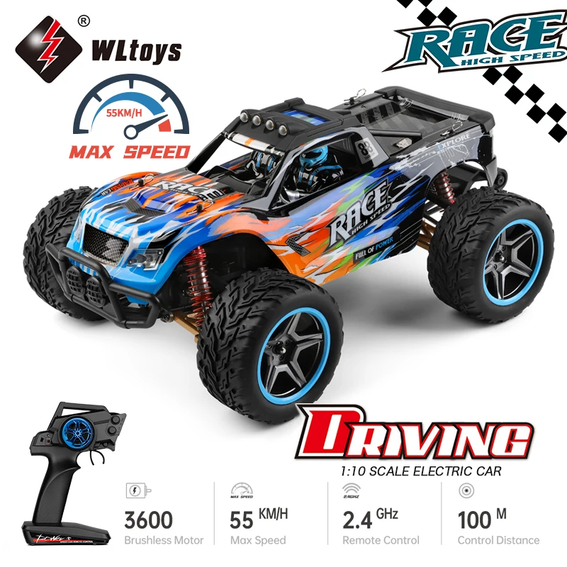 Wltoys 104019 104009 1:10 RC 자동차, 오프로드 레이싱 브러시리스 모터, 고속 드리프트 2.4G 원격 제어 자동차, 장난감 남아용, 55 km/h 