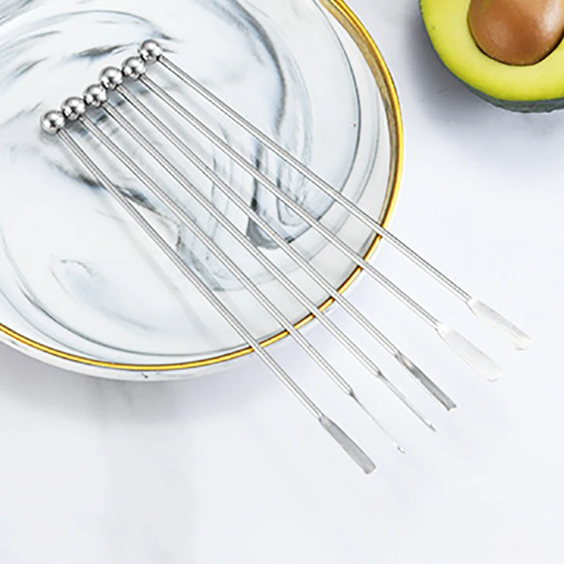 5Pcs Swizzle Sticks 19cm Fruit Sticks 304 Stainless Steel Cocktail Picks Toothpicks For Party Bar Juice Wine Kitchen Accessories