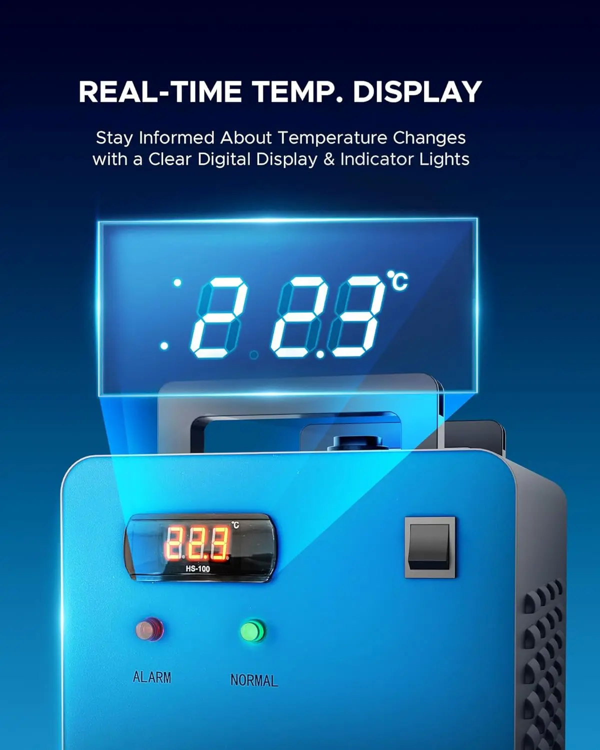 OMTECH 9L Industrial Chiller for 40W K40 CO2 Laser Machines - 2.6 GPM Water Cooling System