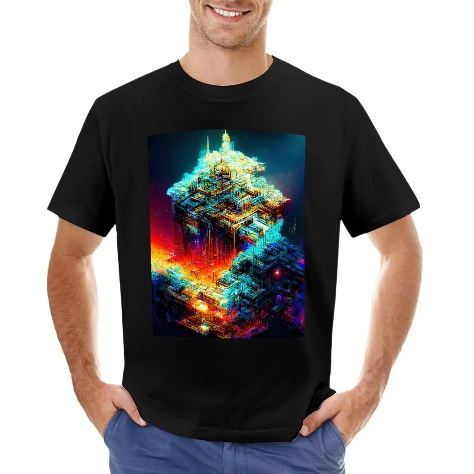 

Abstract futuristic city 4 T-shirt boys animal print kawaii clothes blacks t shirts men