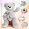 MorisMos Giant Teddy Bear Mommy and Baby Bear Soft Plush Bear Stuffed Animal for Mom and Child, 39 Inches, Gray