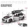 1/24 Audi RS6 Toy Car Model 1:24 Diecast Racing Vehicle Miniature Pull Back Sound Light Doors Openable Collection Gift For Kid 3