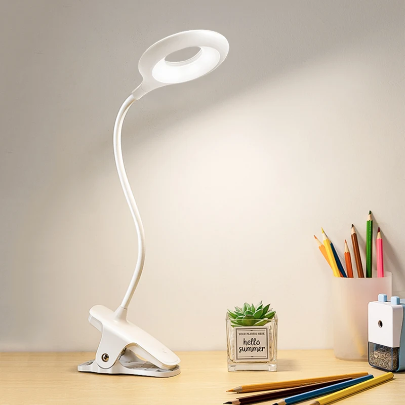 

LED Desk Lamp Touch Clip 3-level Dimming Learning Lamp Flexible Gooseneck Desktop USB Rechargeable Bedroom Bedside Desktop Lamp