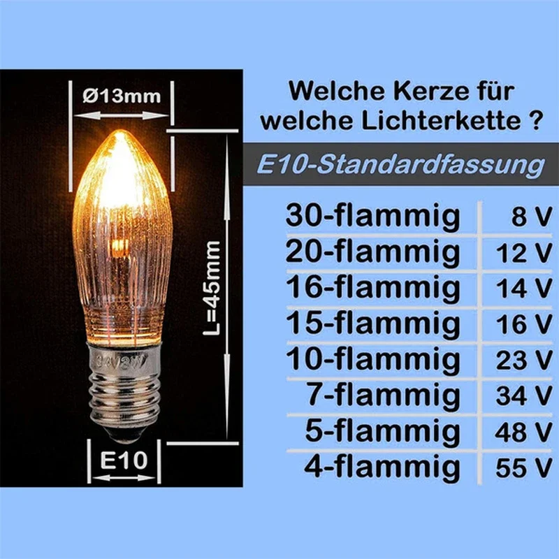 50/40/30/20/10Pcs E10 LED 교체 램프 전구 촛불 전구 라이트 체인에 대 한 10 V-55 V AC 욕실 홈 전구 장식