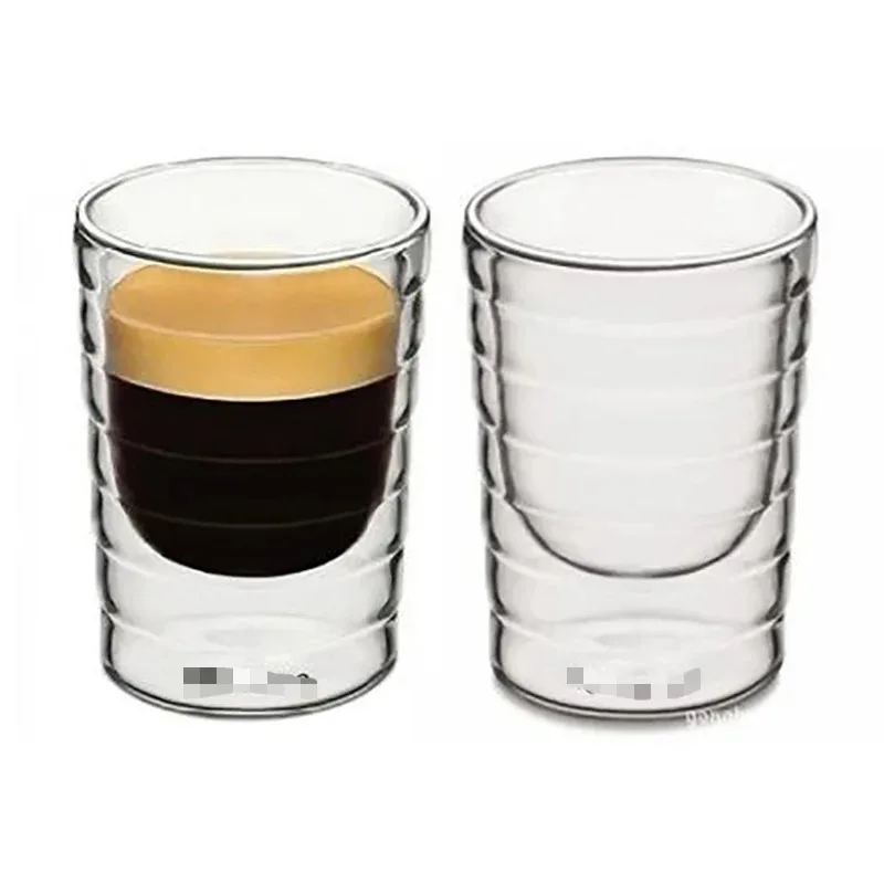 Compatible Heat-Resistant Coffee Mug - Double Wall Insulated Glass Cup for Hot/Cold Beverages, Transparent Handcrafted Drinkware