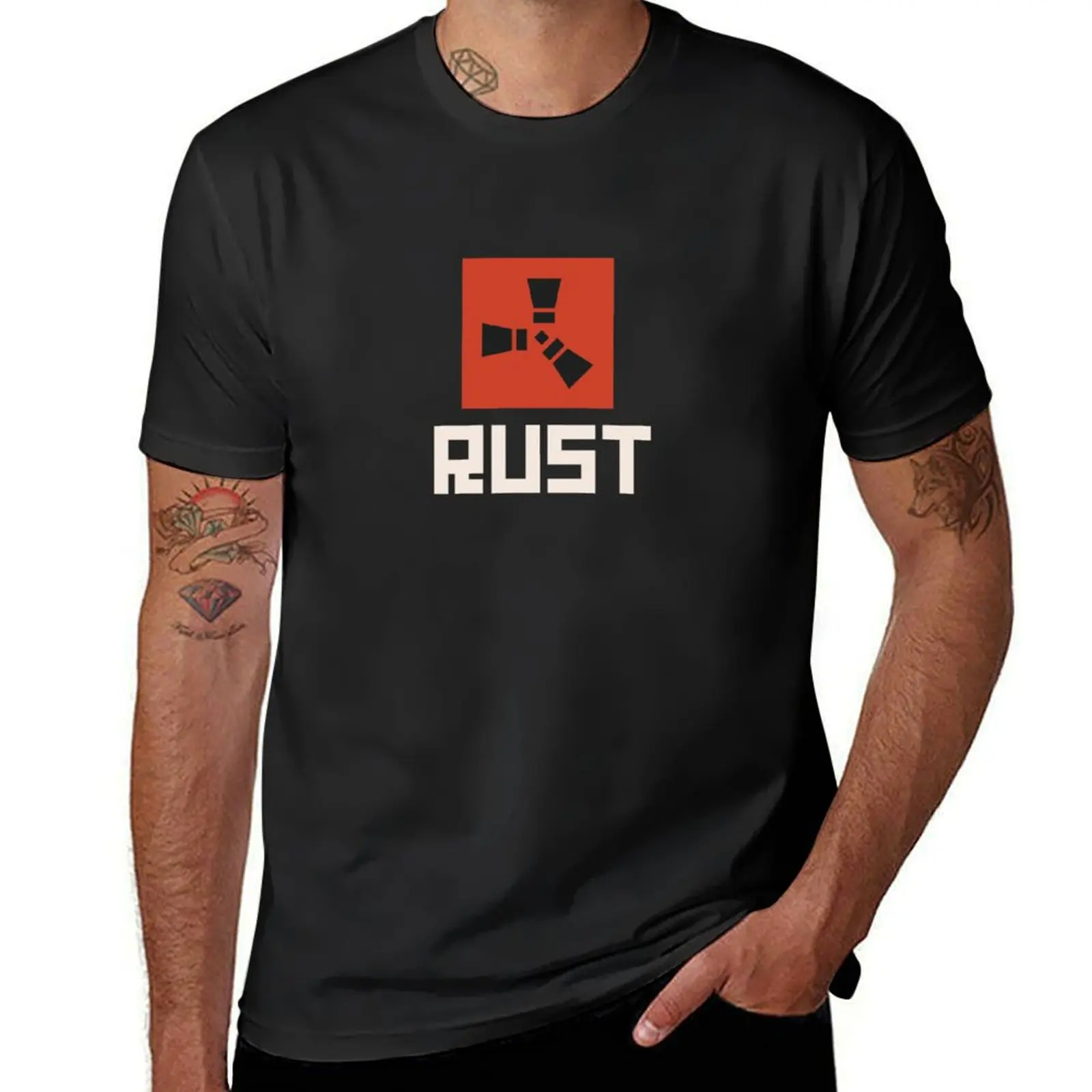 

RUST game Logo T-shirt boys whites blanks vintage clothes designer t shirt men