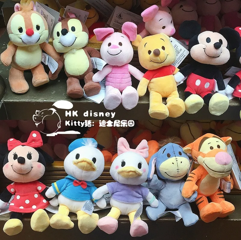 7Inch Disney Genuine NUIMOS Minnie Mickey Donald Duck Chip Angel Stitch Marie Movable Doll Kawaii Anime Plush Kids Toys triol disney marie
