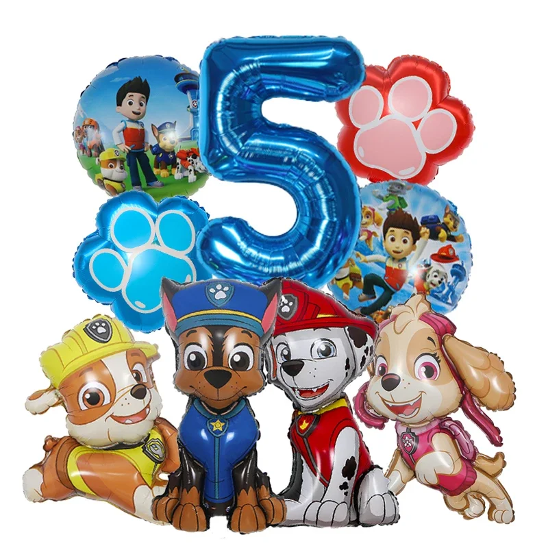 9 stücke Cartoon Paw Patrol Folie Ballon Digitale Anzahl Liefert Rettungs Hund Kinder Geburtstag Party Dekoration Baby Geschenk Chase Skye – Detail 6