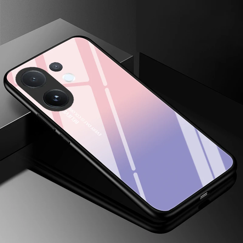Luxury Tempered Glass Phone Case with Hard PC Bumper