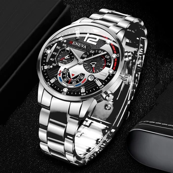 Orologi da uomo alla moda orologio da polso analogico al quarzo con cinturino in acciaio inossidabile con calendario