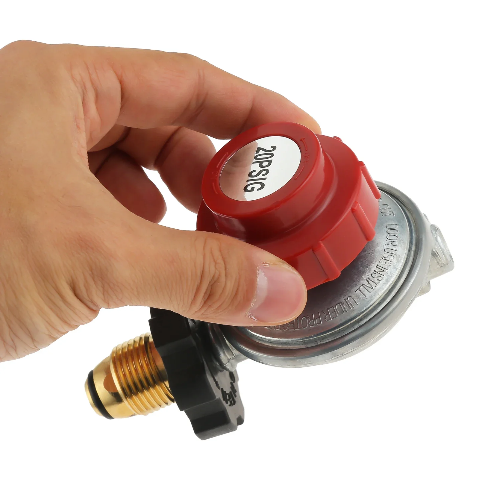 Adjustable 0-20PSI POL High Pressure Propane Regulator Valve LP Tank 5/16"&1/4" Hose Barb Brass Connect 1/4" NPT& 3/8" Flare propane connector adapter