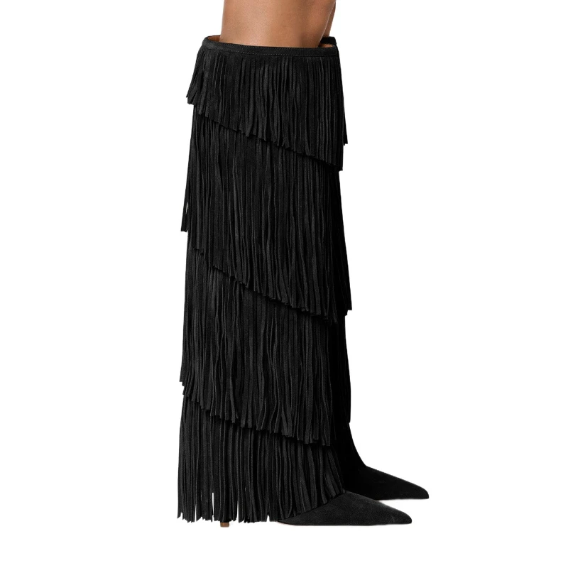 Sarah Retro Tassels Knee-High Boot - Image 7
