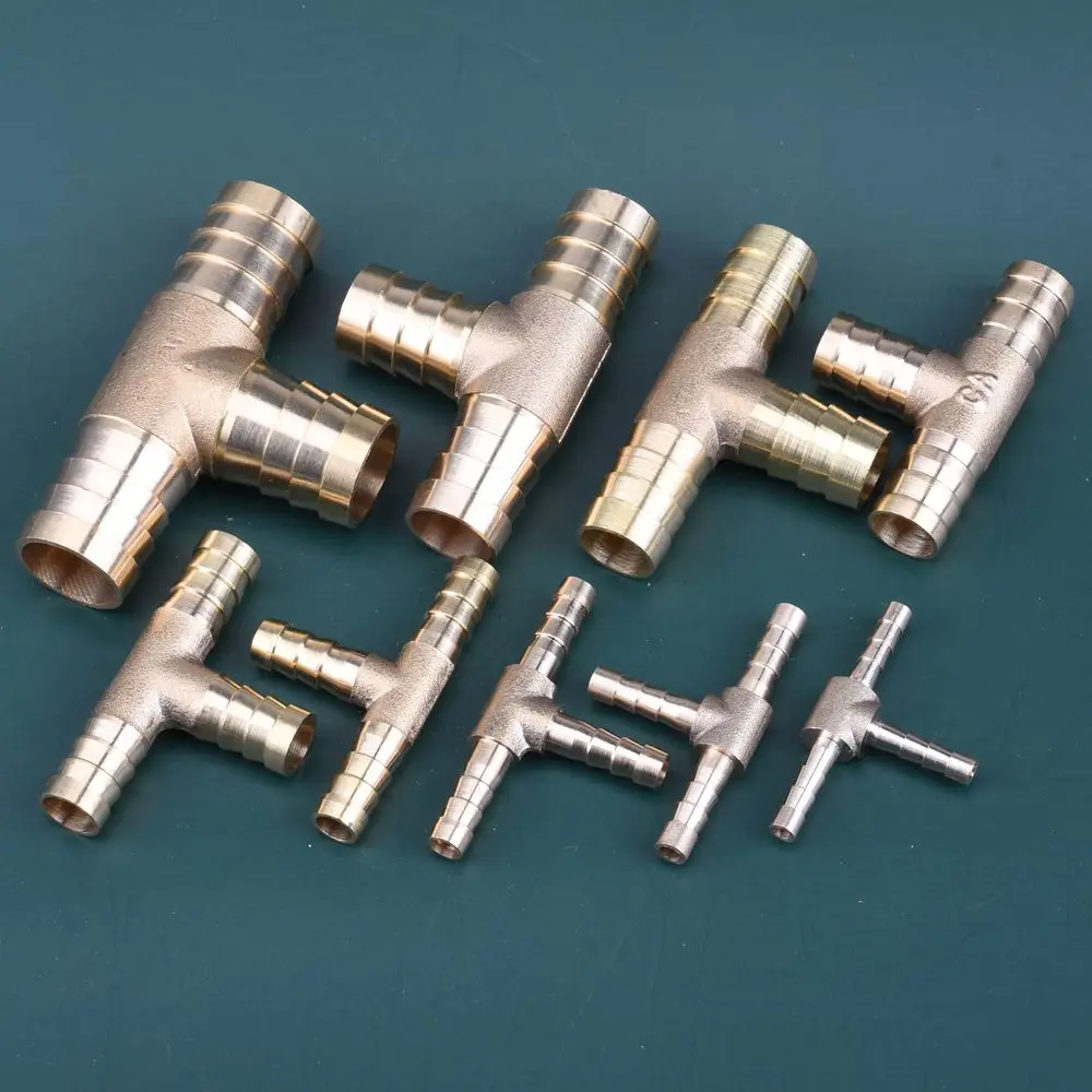 Brass T-type Hose Fittings Barb Tail Various Sizes from 4-25mm for Stable Connection hose pipe fitting,pipe fitting,tee adapter,water pipe fitting
