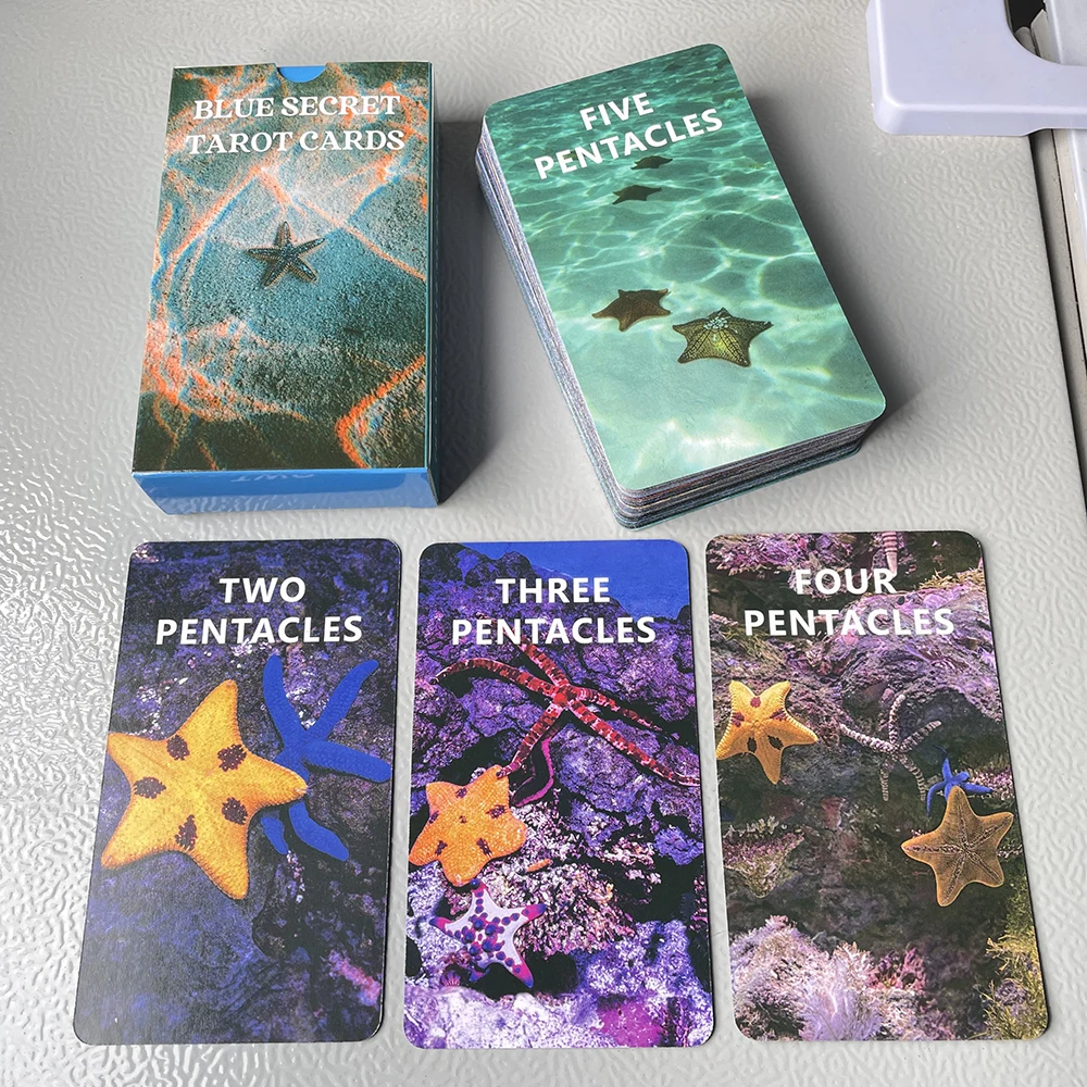 12x7cm Blue Secret Tarot Cards Sea Sturdy Oracle Deck Unique English Version Beginners with Divination Prophecy