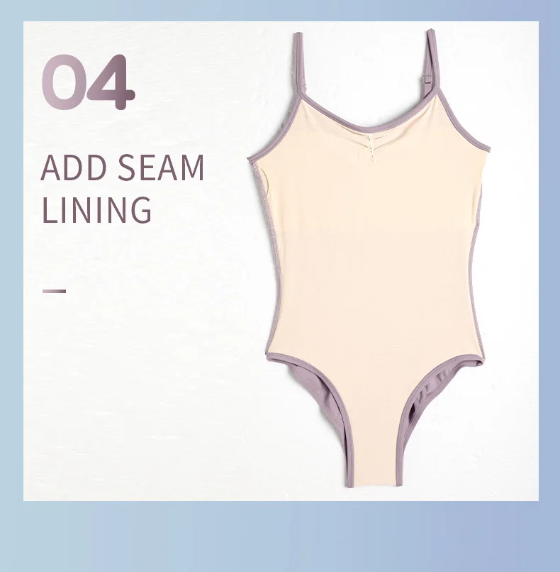 Damen-Ballett-Trikots, verstellbarer Riemen, Ballett-Body, Mädchen-Tanz-Unterhemd für Erwachsene, elastische Gymnastik-Trikots mit vollem Futter – Detail 14