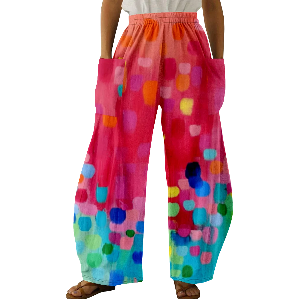 Summer Sweatpants Joggers Tie Dye Print Fashion Womens Pants Casual Pants Pocket Design Loose Trouser Sweatpants Elegant