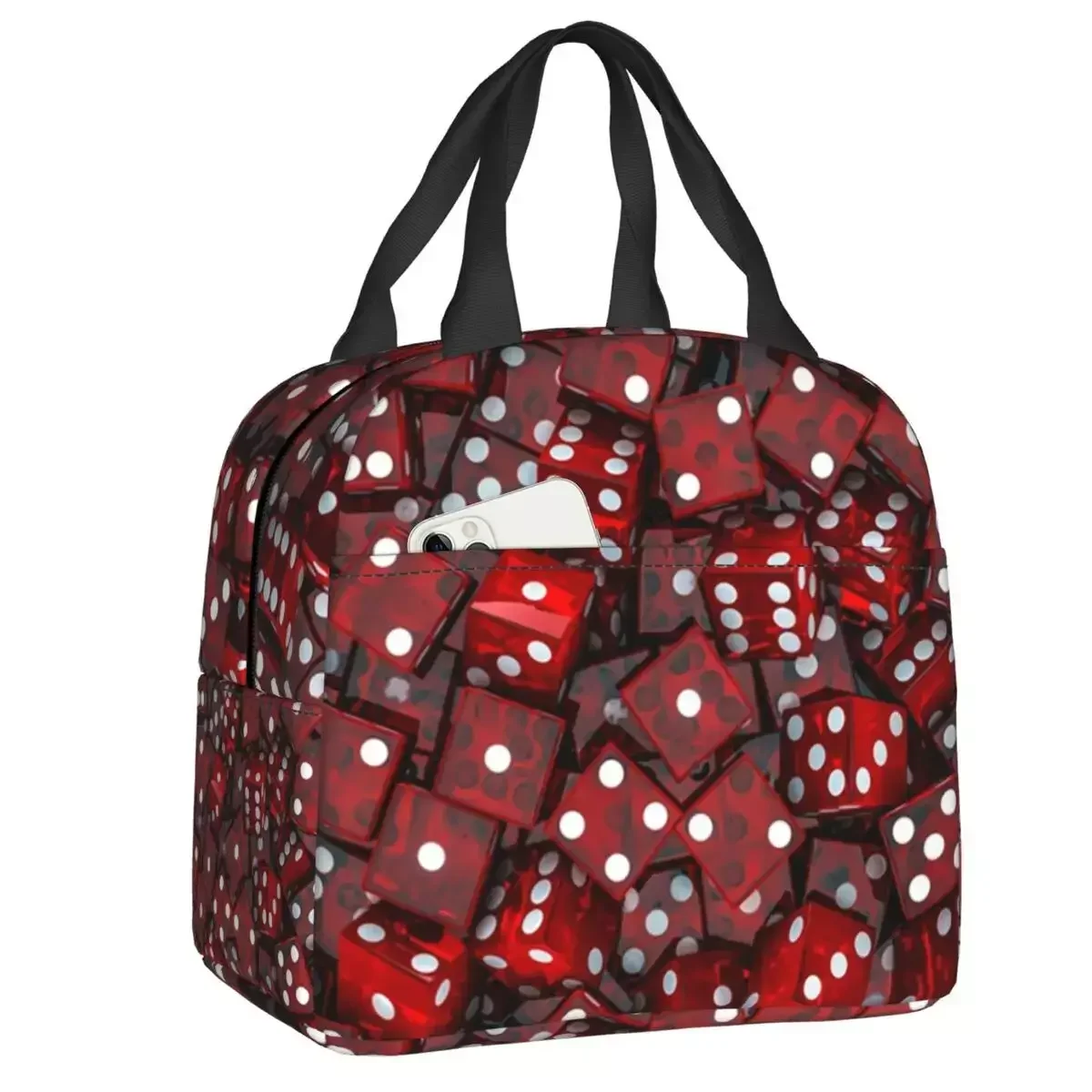 

Новинка 2023, изолированная сумка для завтрака с красными играми для женщин, портативная винтажная коробка для казино, фишек для покера, стандартная термальная коробка для бенто