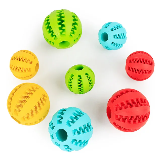 Pet Dog Toy palline di gomma interattive per cani di piccola taglia cucciolo di gatto giocattoli da masticare pulizia dei denti dell'animale domestico indistruttibile palla di cibo per cani 1