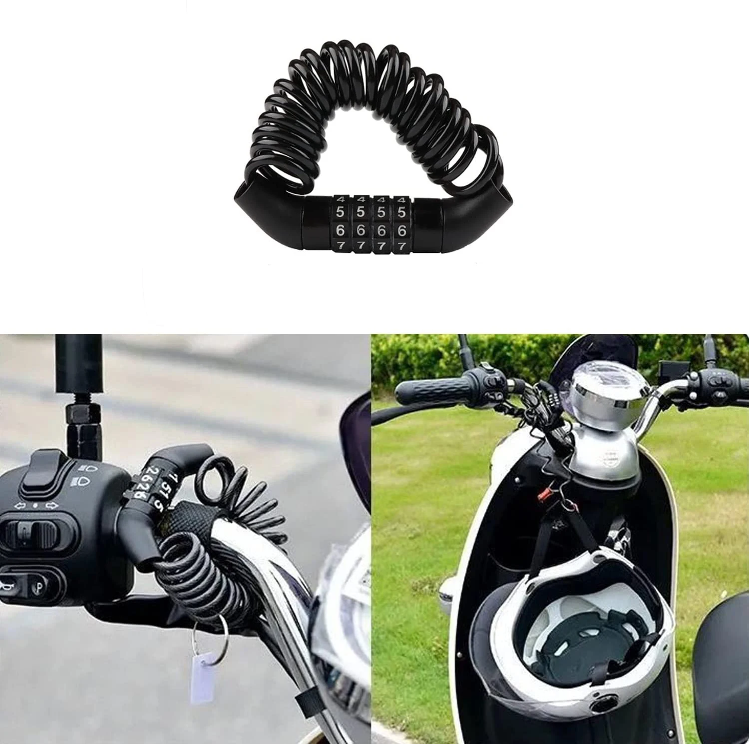 Portable Black Anti Theft Chain Lock for Motorcycles Bicycles
