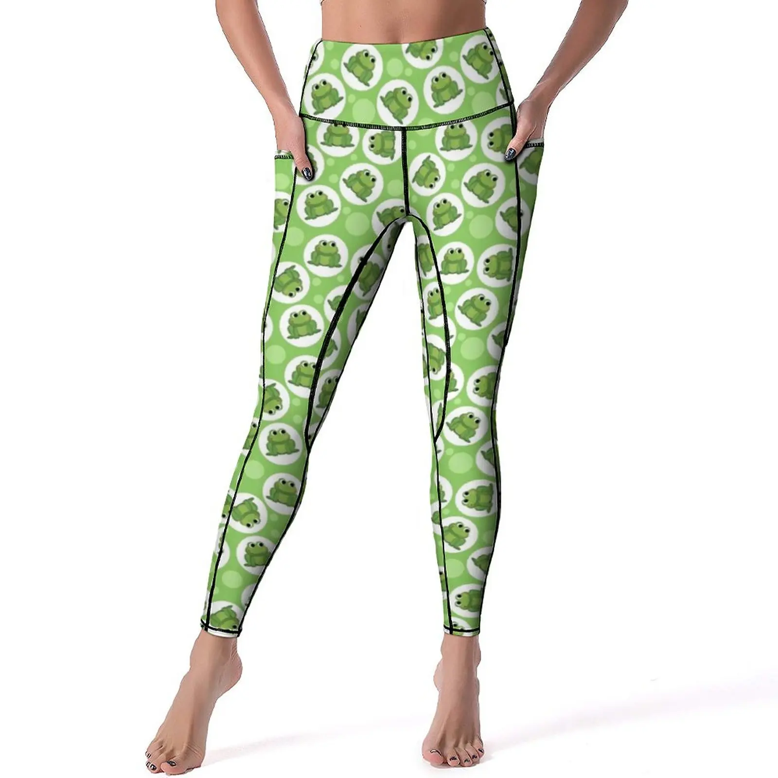 

Cute Green Frog Leggings Love Cartoon Frogs Fitness Running Yoga Pants Push Up Fashion Leggins Quick-Dry Design