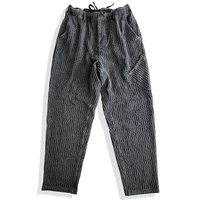 Men's Grey Tapered Pants Sashiko Japanses Style Casual Trousers 1
