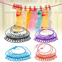 1.8M Outdoor Camping Non-slip stretch clothesline With 12Clips Travel Stretchy Clothesline Sock Line Hanging Laundry Drying Rope 2