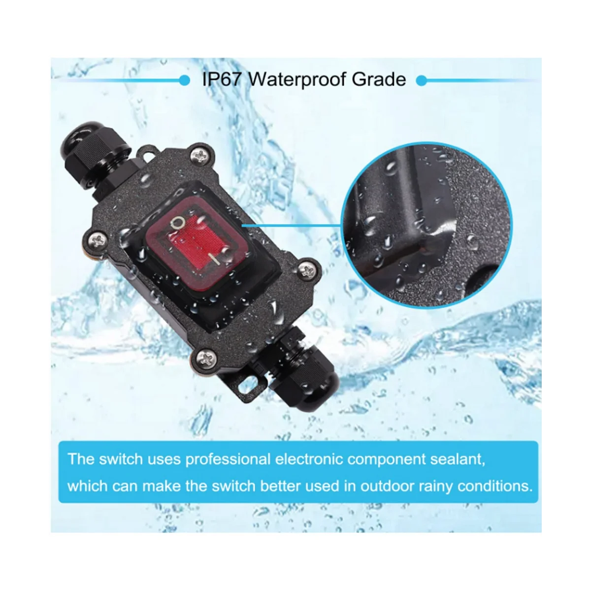 IP67 Waterproof Inline Switch 12V DC 20A High Current Power Waterproof Switch