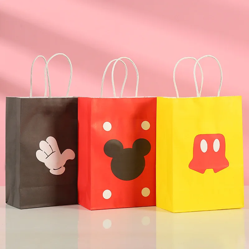 

6pcs/lot Disney Mickey Minnie Mouse Birthday party paper gift bag for kid favor disney gift bag frozen toy bag party decoration